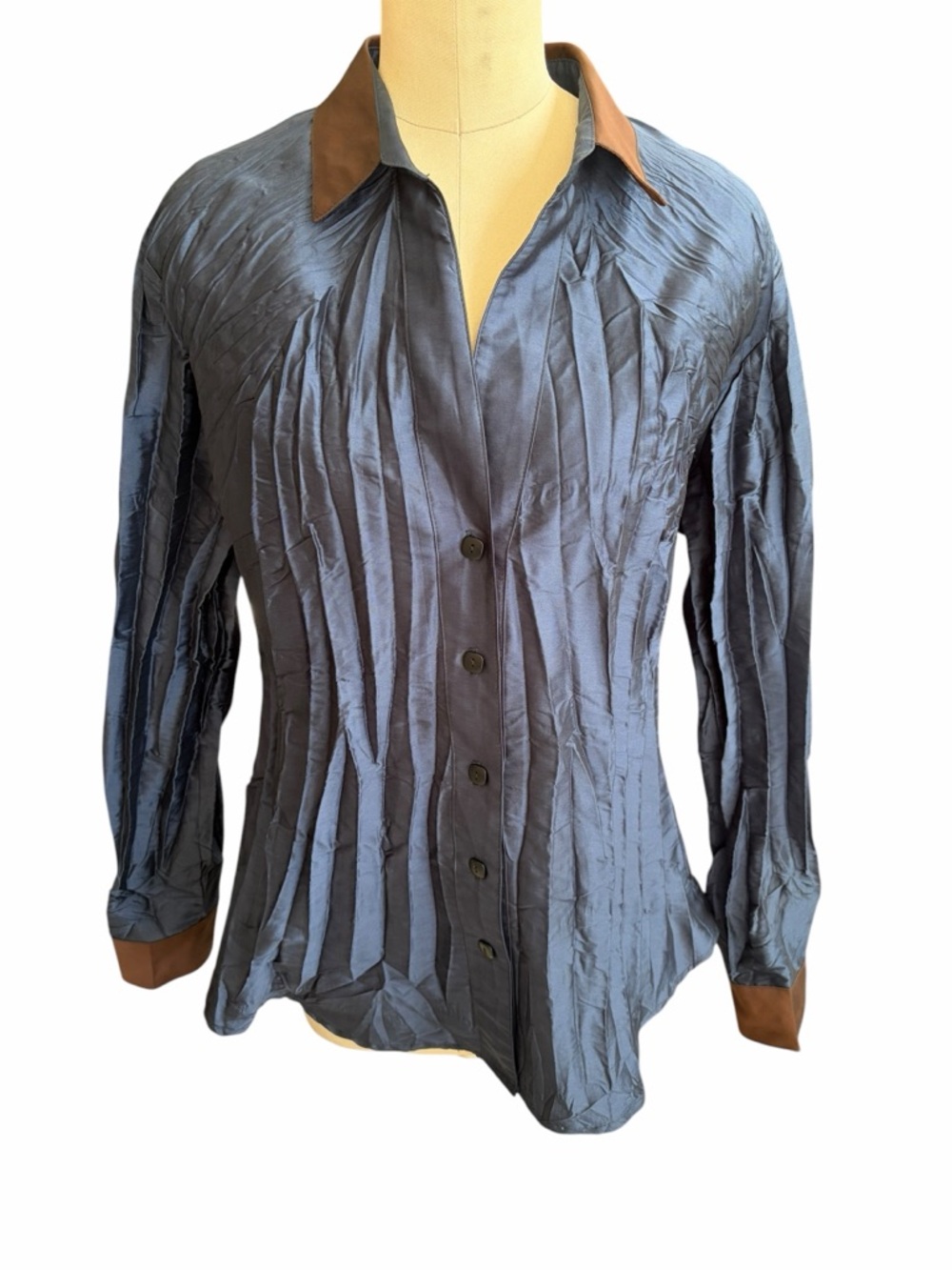 Beluva Crinkle two tone Lagenlook blouse size large